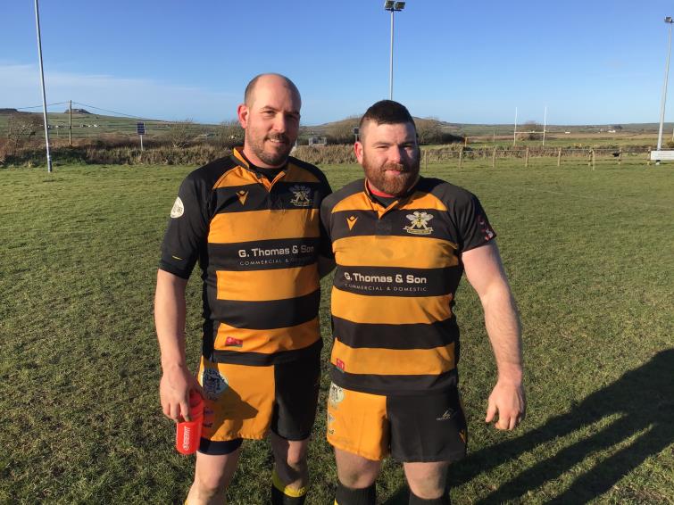 Gethin Thomas and Ian Griffiths - featured in Llangwms win at St Davids